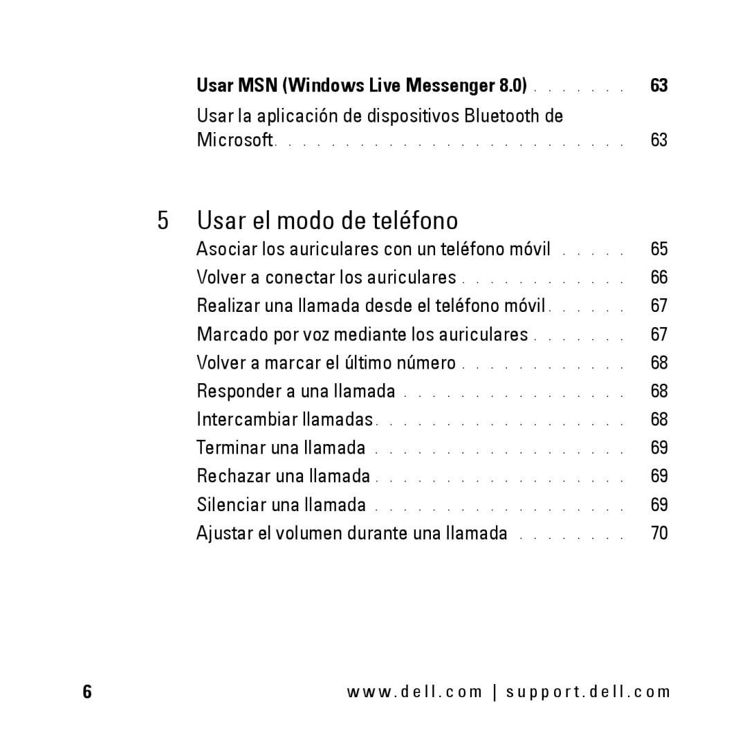 Dell BH200 owner manual Usar el modo de teléfono 