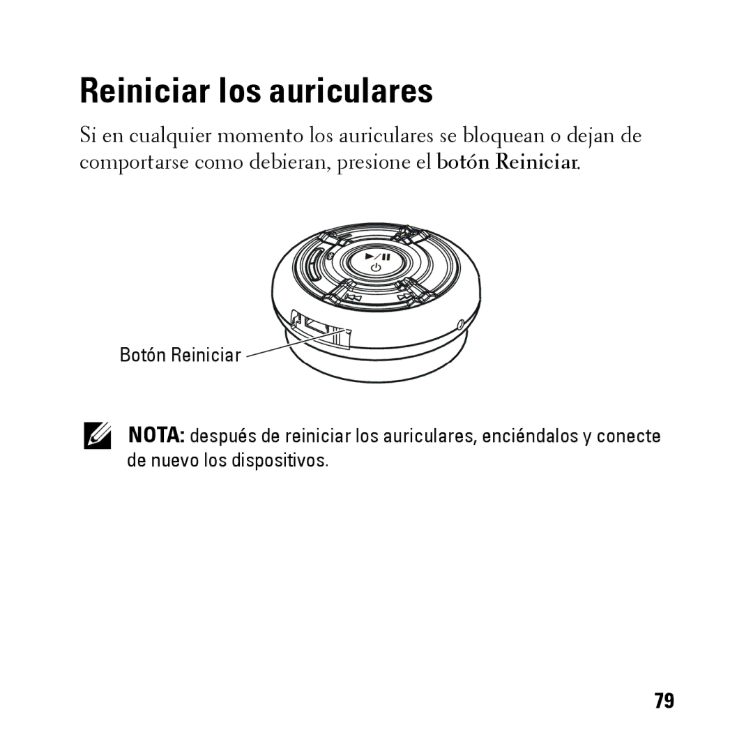 Dell BH200 owner manual Reiniciar los auriculares 