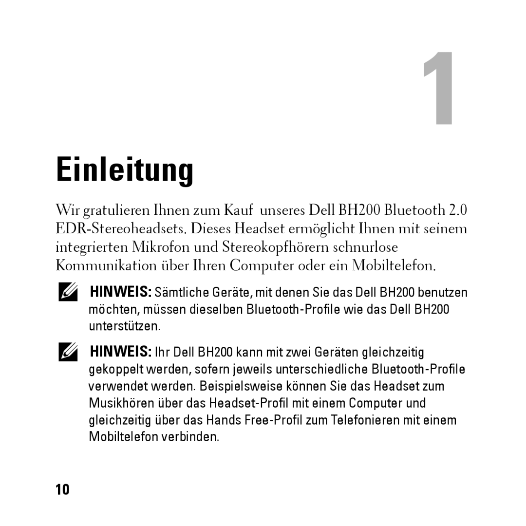 Dell BH200 owner manual Einleitung 