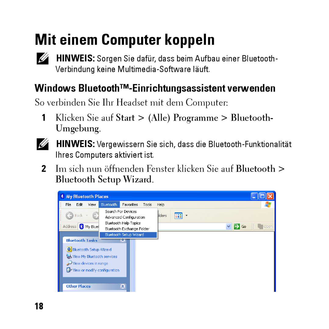 Dell BH200 owner manual Mit einem Computer koppeln, Windows Bluetooth-Einrichtungsassistent verwenden 