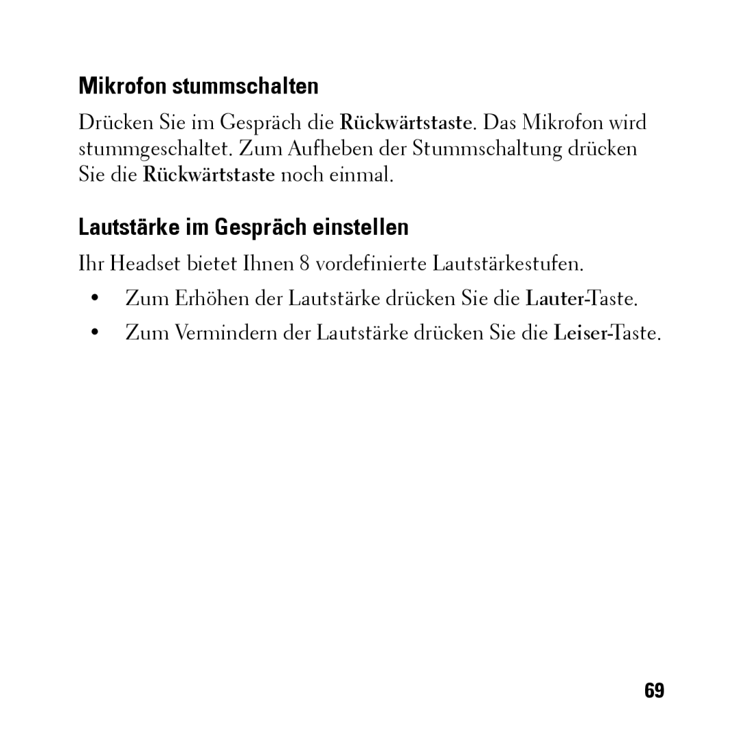 Dell BH200 owner manual Mikrofon stummschalten, Lautstärke im Gespräch einstellen 