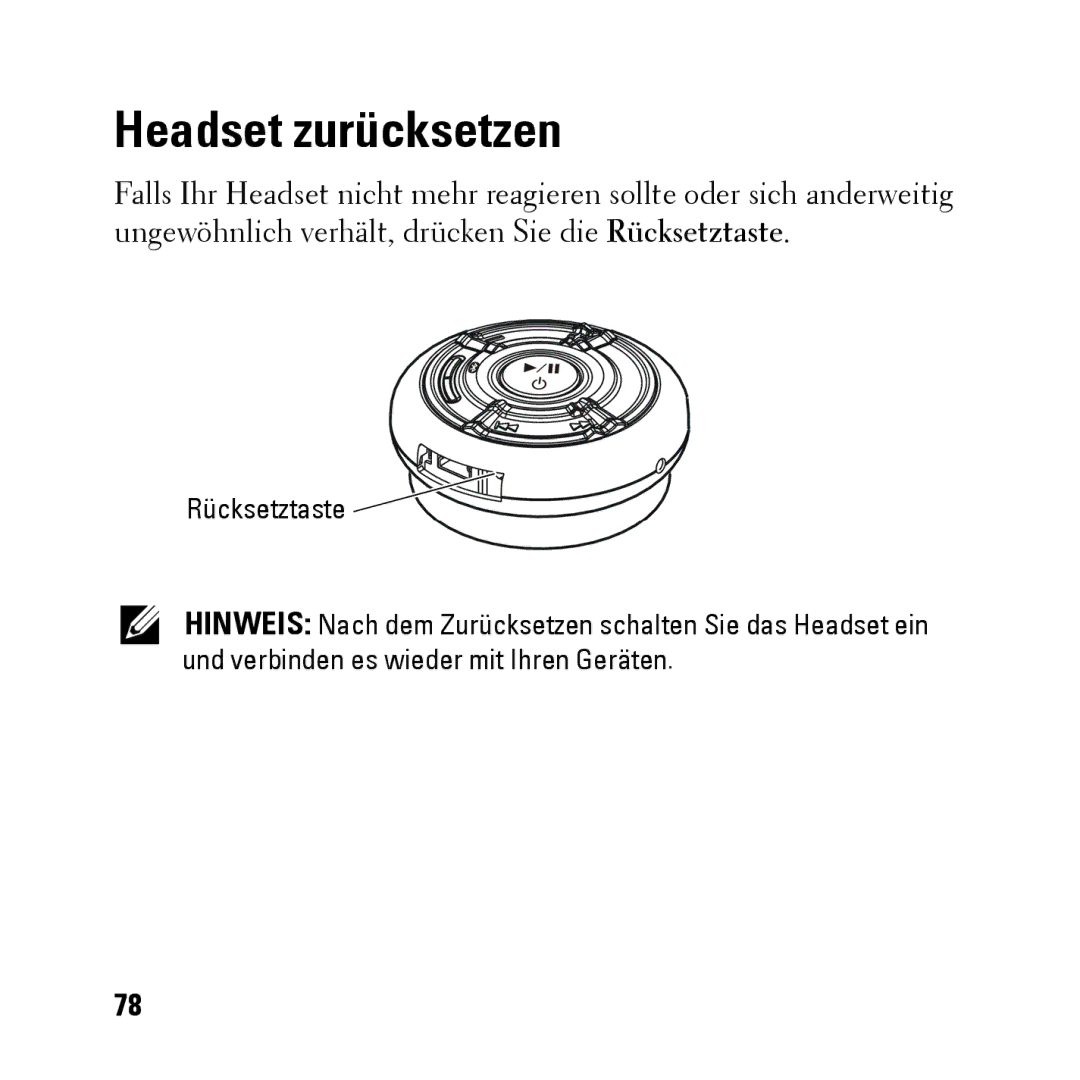 Dell BH200 owner manual Headset zurücksetzen 