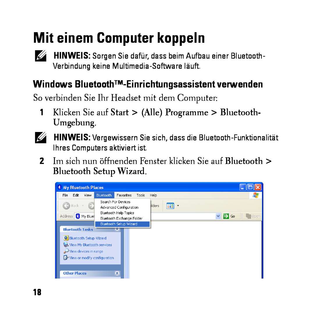Dell BH200 owner manual Mit einem Computer koppeln, Windows Bluetooth-Einrichtungsassistentverwenden 