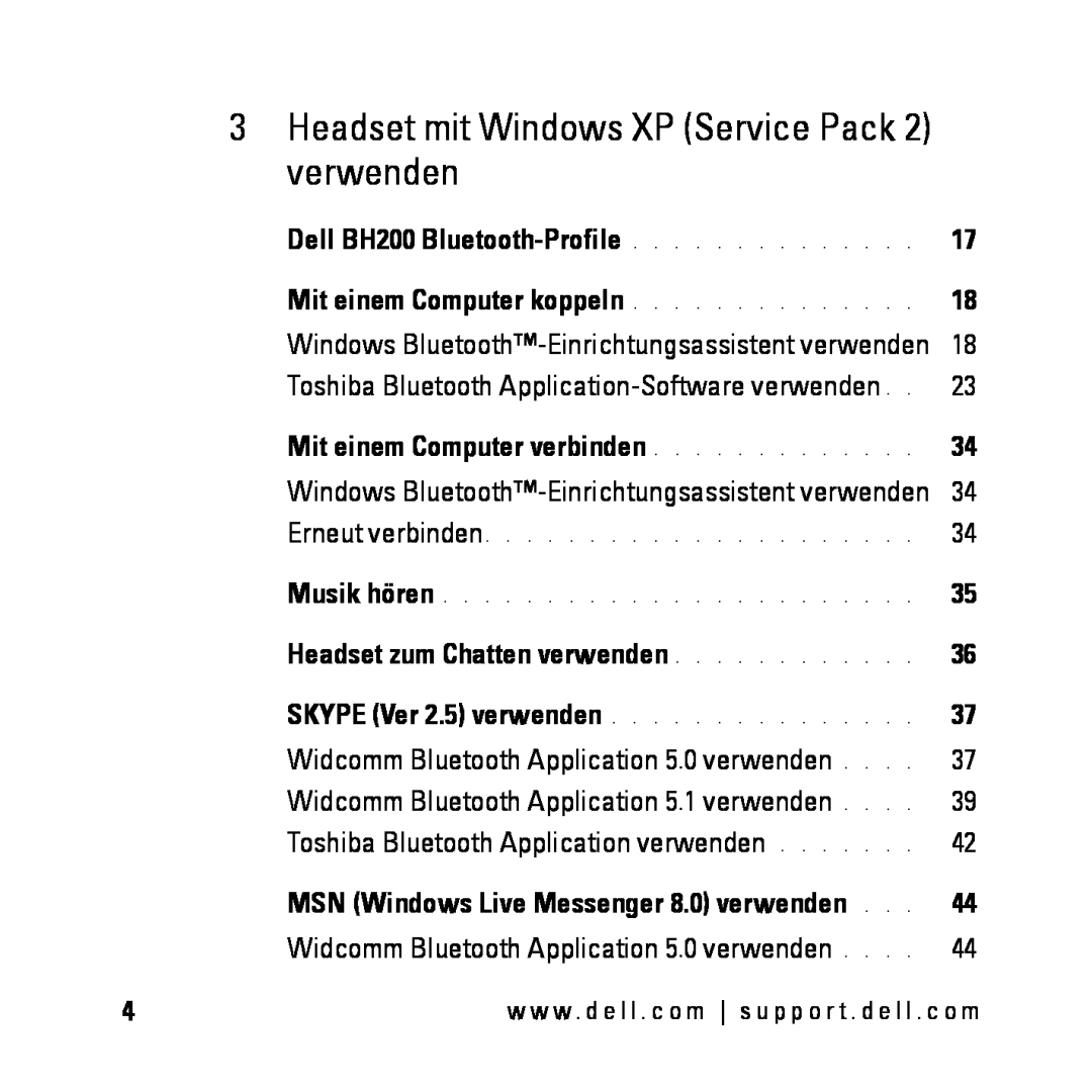 Dell BH200 3Headset mit Windows XP Service Pack 2 verwenden, Mit einem Computer verbinden, Headset zum Chatten verwenden 
