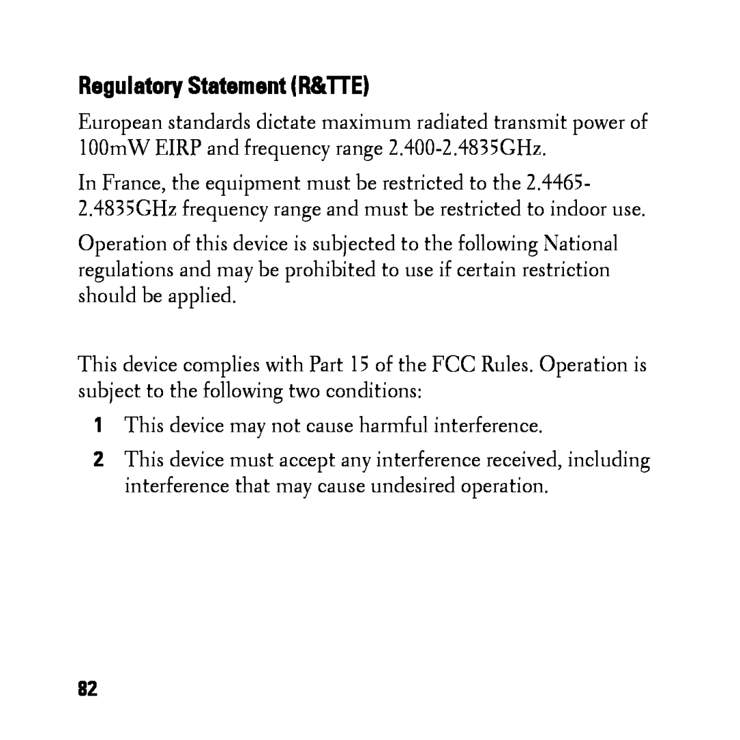 Dell BH200 owner manual Regulatory Statement R&TTE 