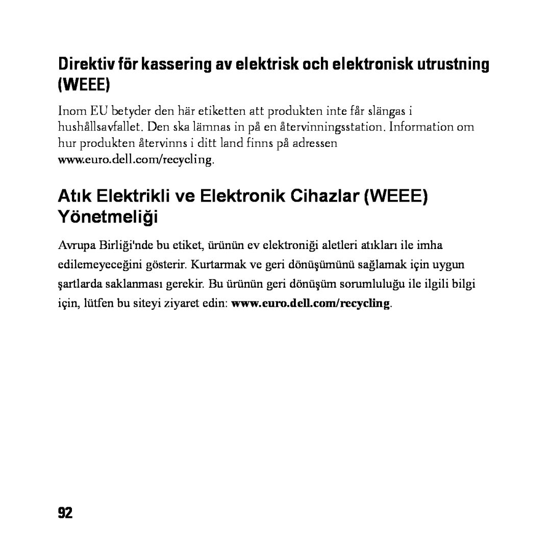 Dell BH200 owner manual Direktiv för kassering av elektrisk och elektronisk utrustning WEEE 