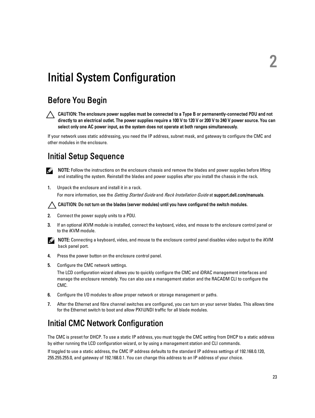 Dell BMX01 owner manual Before You Begin, Initial Setup Sequence, Initial CMC Network Configuration 