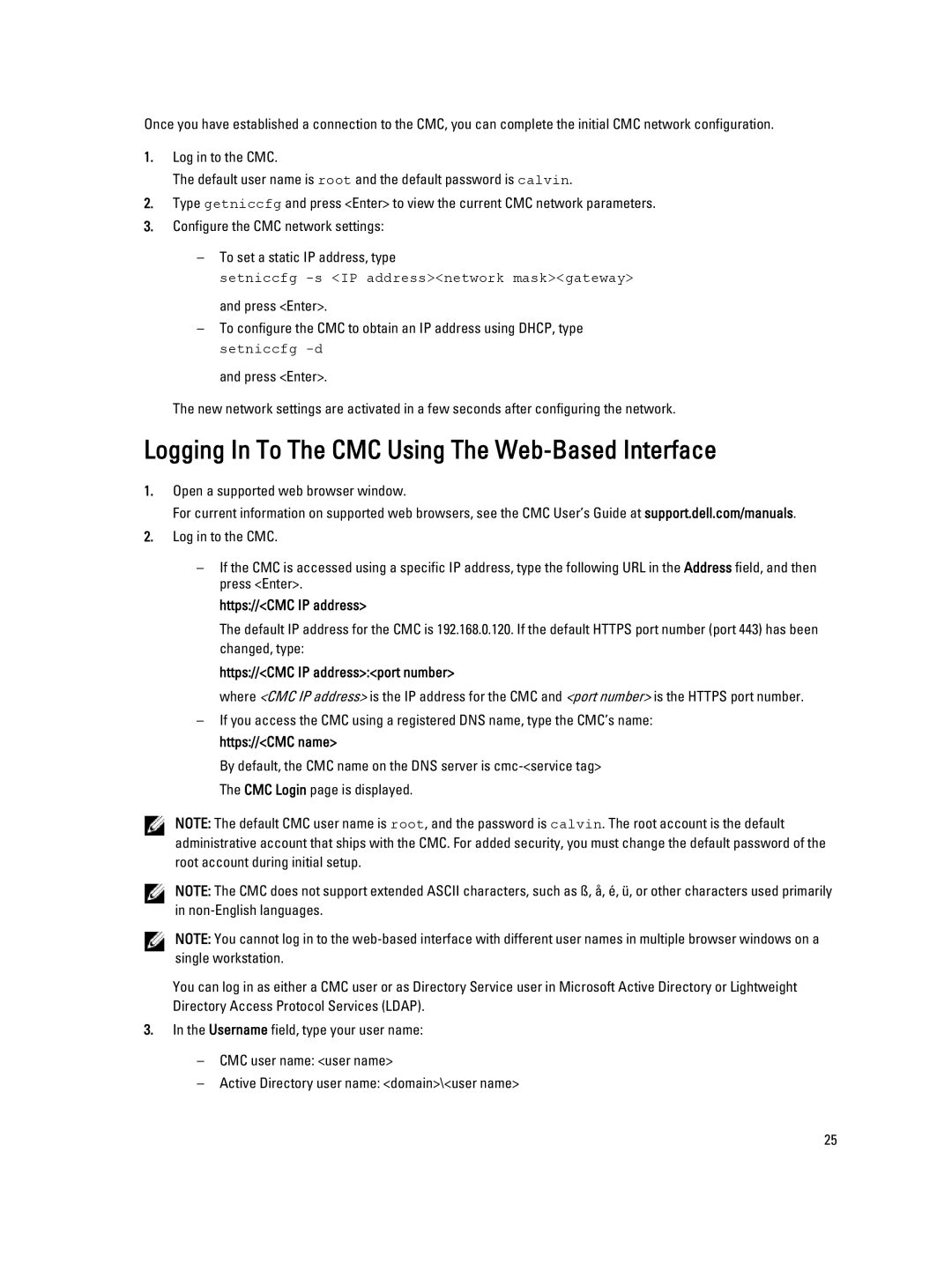 Dell BMX01 owner manual Logging In To The CMC Using The Web-Based Interface, Https//CMC IP addressport number 