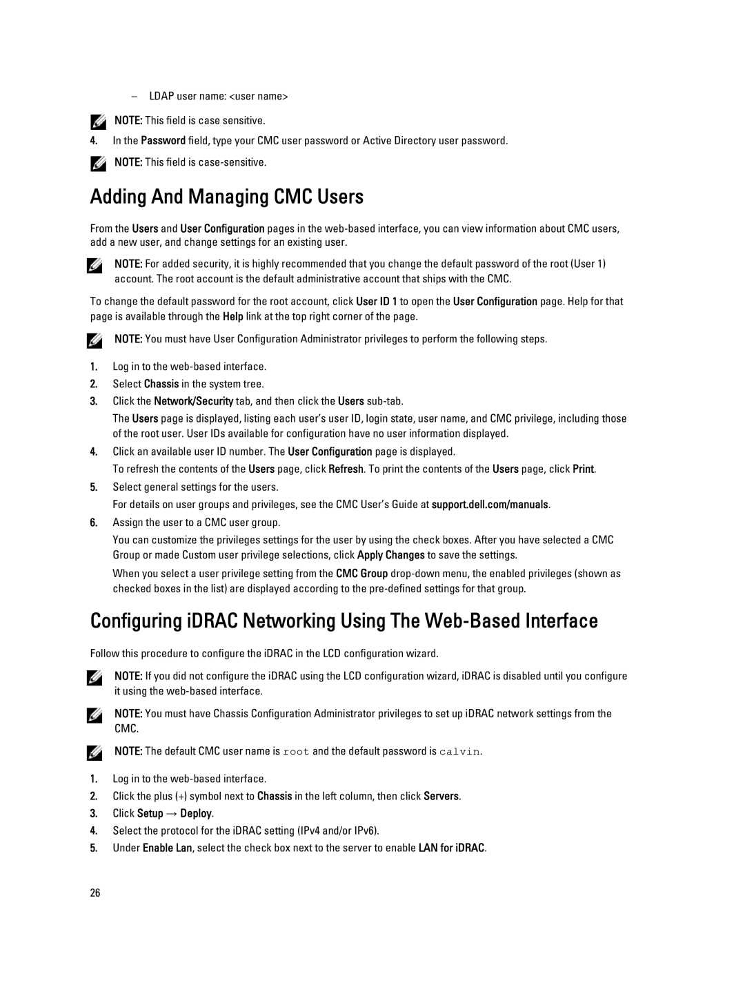 Dell BMX01 Adding And Managing CMC Users, Configuring iDRAC Networking Using The Web-Based Interface, Click Setup → Deploy 