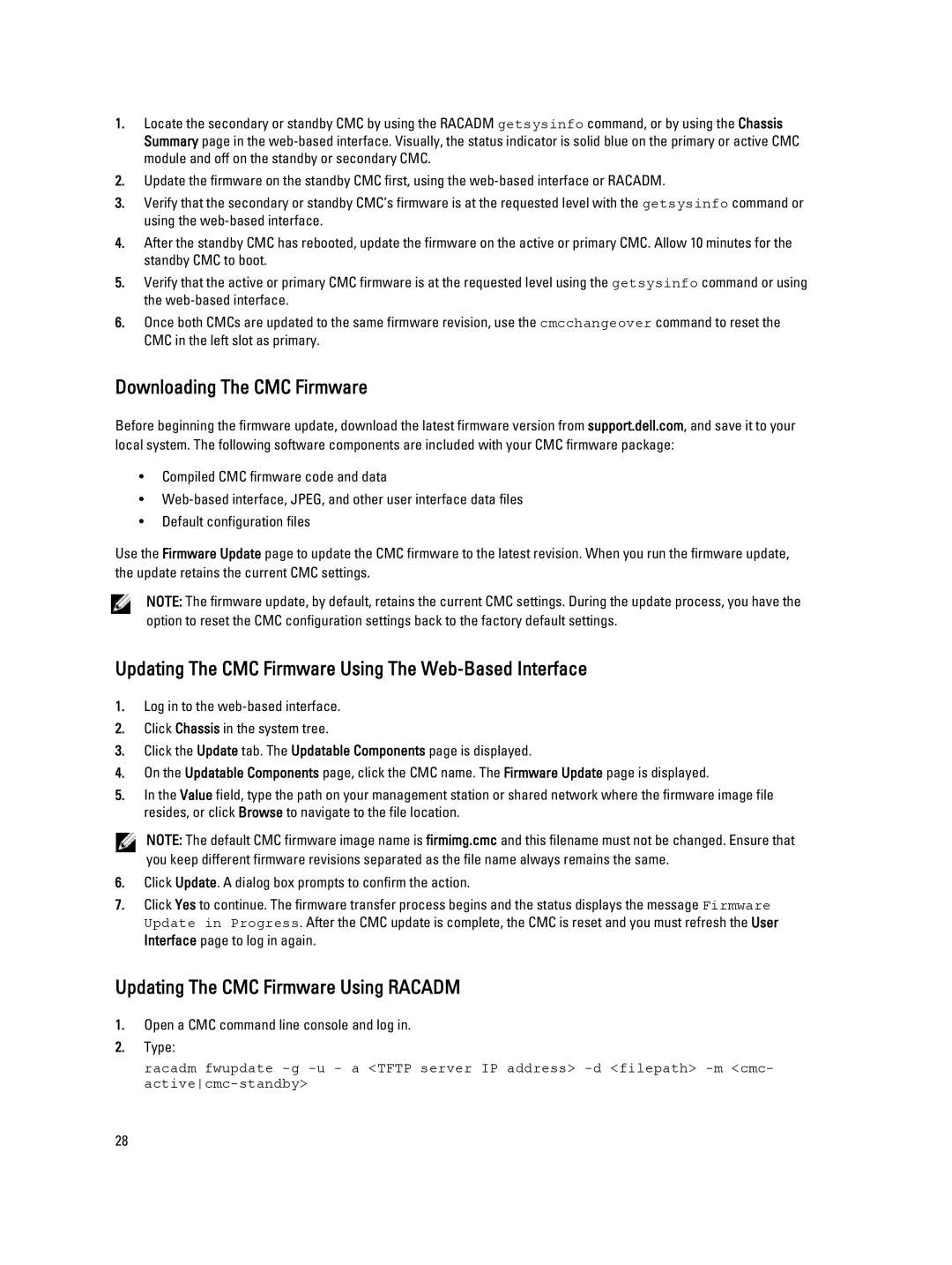 Dell BMX01 owner manual Downloading The CMC Firmware, Updating The CMC Firmware Using The Web-Based Interface 