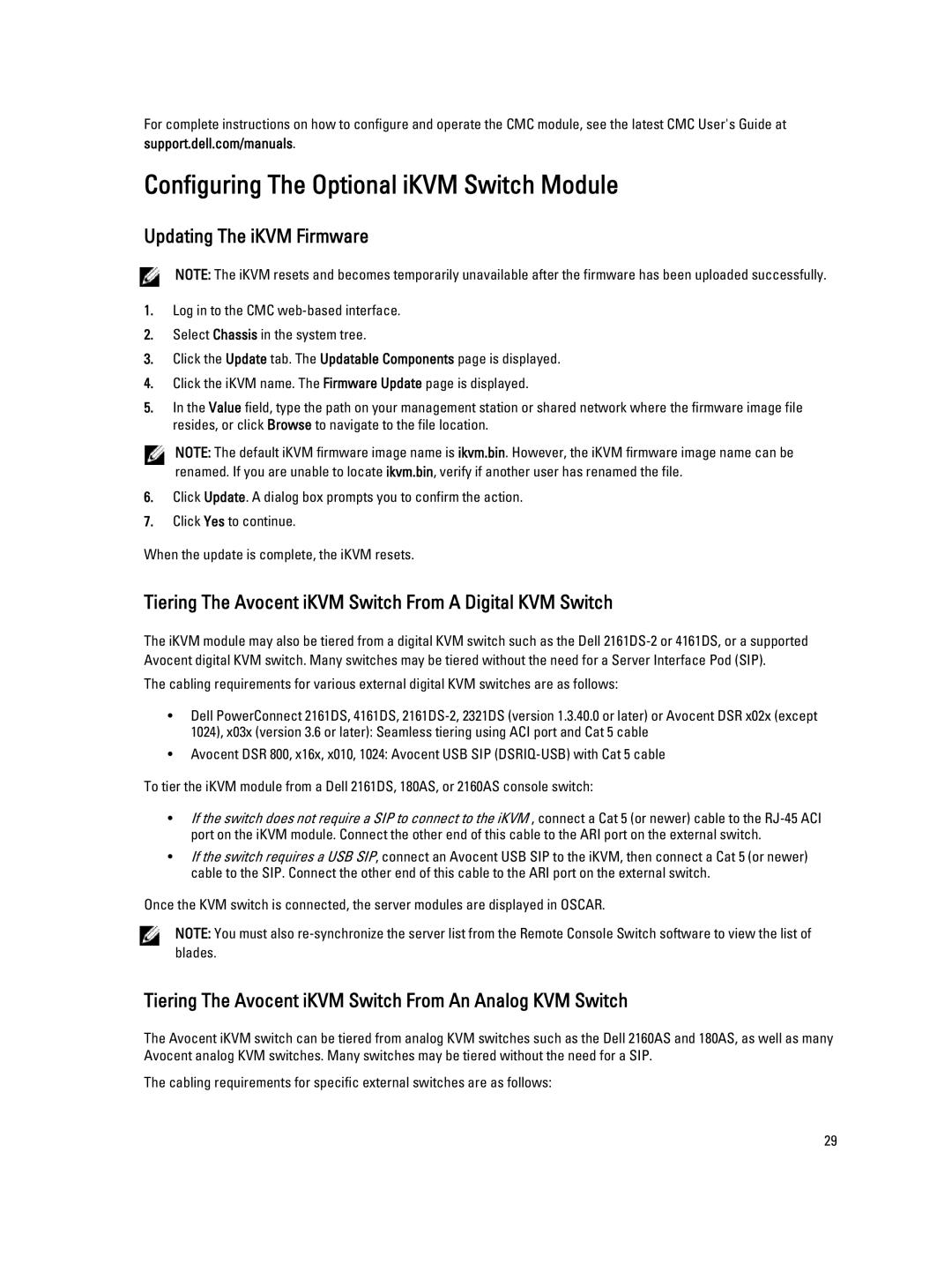 Dell BMX01 owner manual Configuring The Optional iKVM Switch Module, Updating The iKVM Firmware 