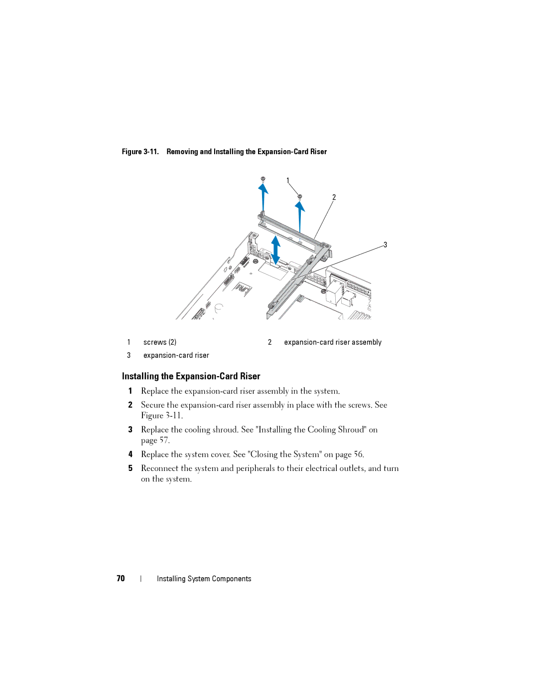 Dell C1100 owner manual Removing and Installing the Expansion-Card Riser 