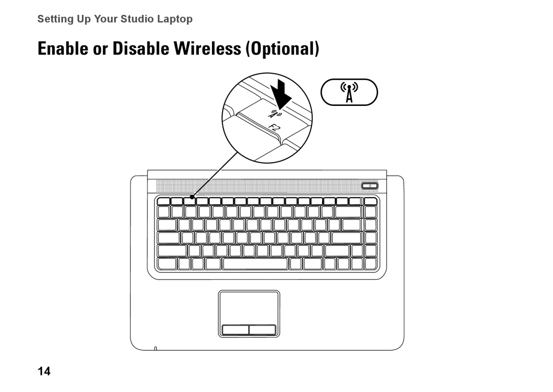 Dell 1569, C1RXR, P06F001 setup guide Enable or Disable Wireless Optional 