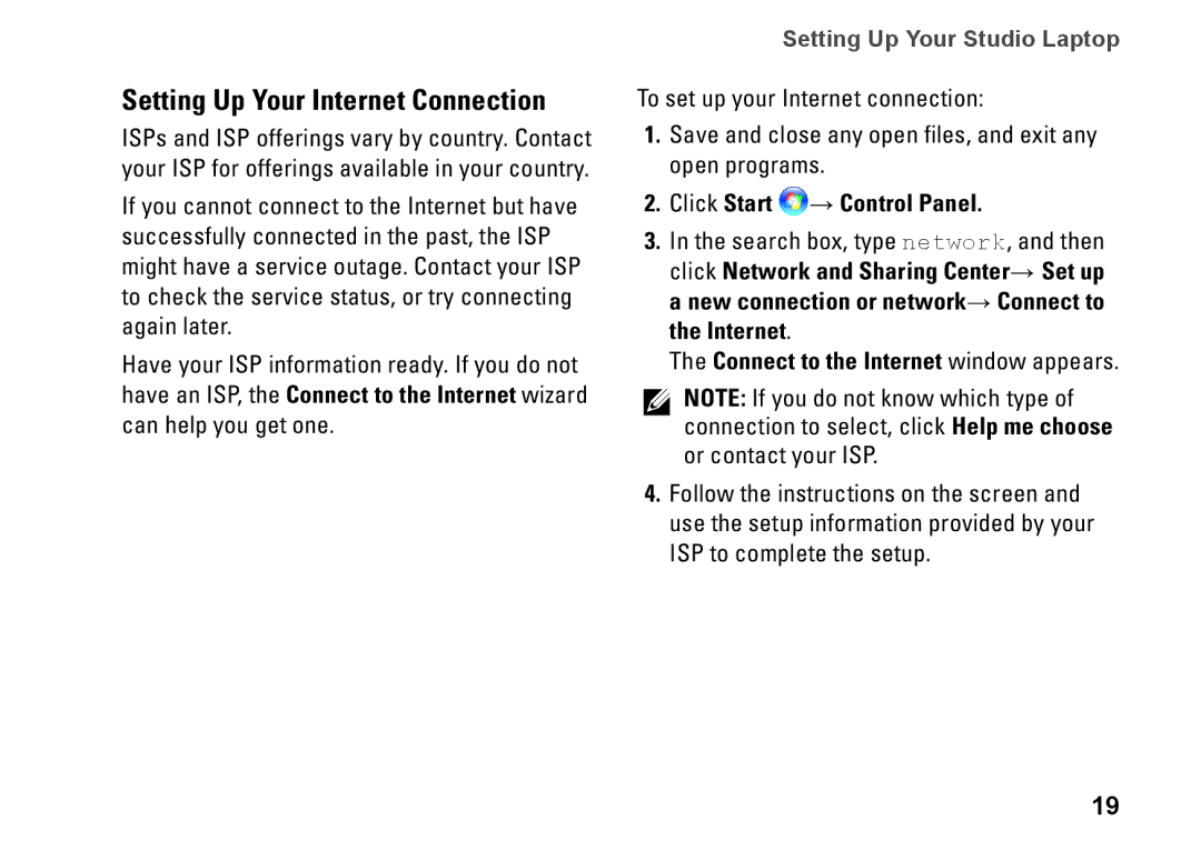 Dell C1RXR, 1569, P06F001 setup guide Setting Up Your Internet Connection, Connect to the Internet window appears 