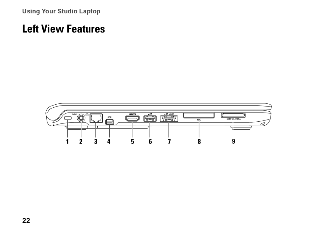 Dell C1RXR, 1569, P06F001 setup guide Left View Features 