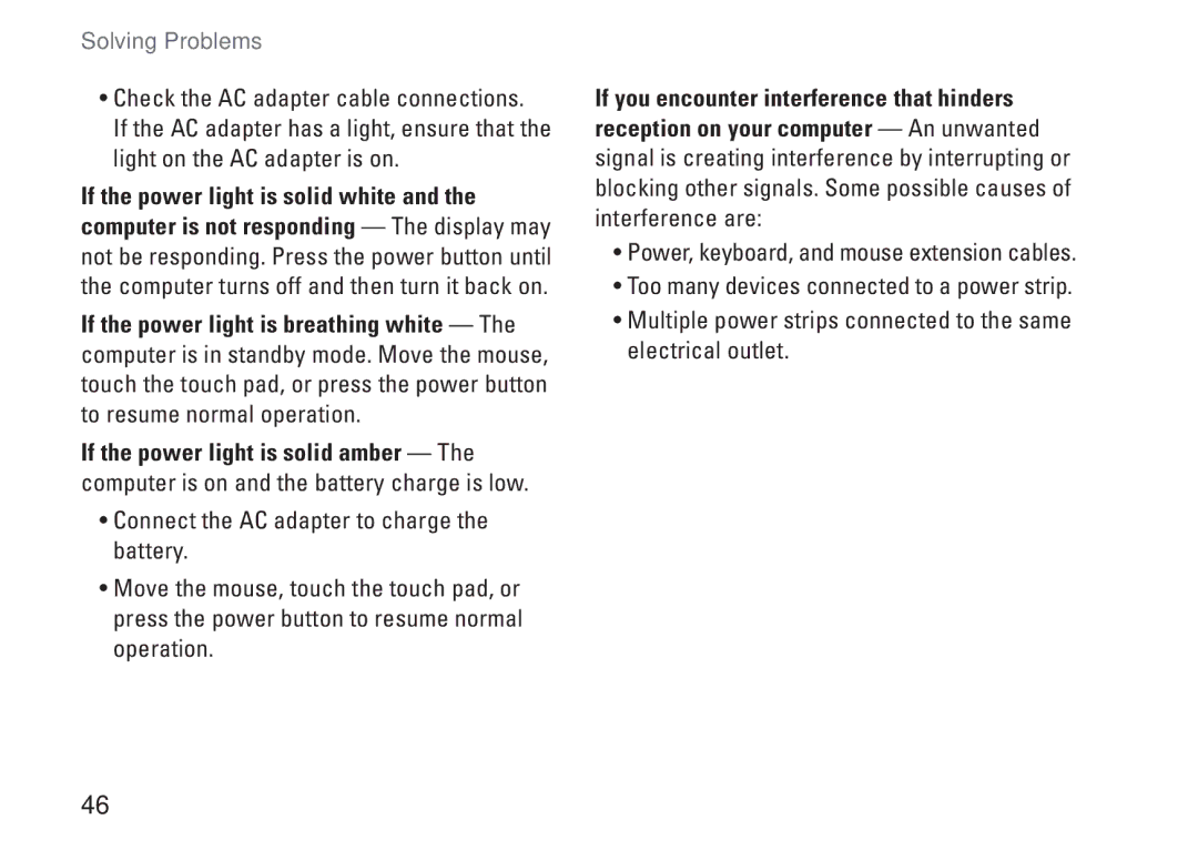 Dell C1RXR, 1569, P06F001 setup guide Solving Problems 