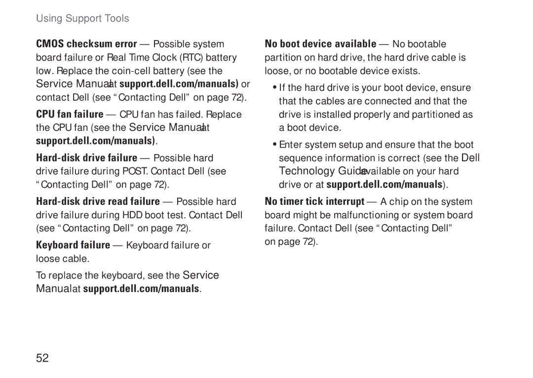 Dell C1RXR, 1569, P06F001 setup guide Using Support Tools 