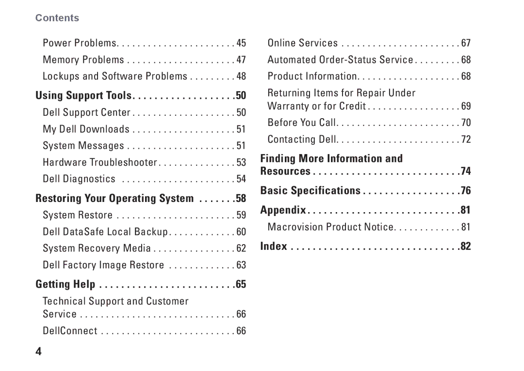 Dell C1RXR, 1569, P06F001 setup guide Index 