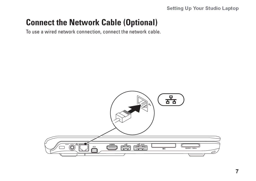 Dell C1RXR, 1569, P06F001 setup guide Connect the Network Cable Optional 