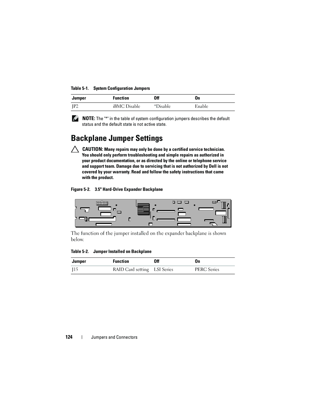 Dell C2100 owner manual Backplane Jumper Settings, Hard-Drive Expander Backplane 