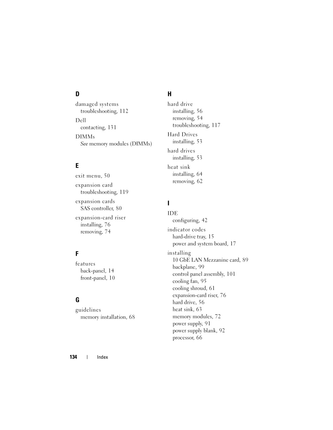 Dell C2100 owner manual Index 