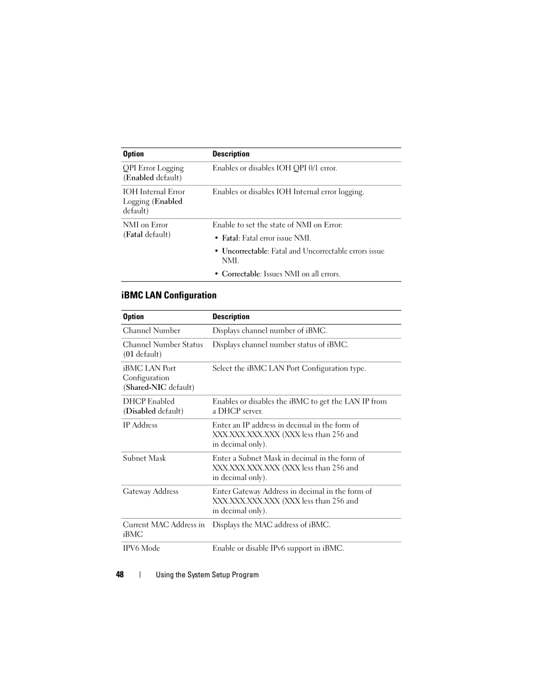 Dell C2100 owner manual IBMC LAN Configuration 