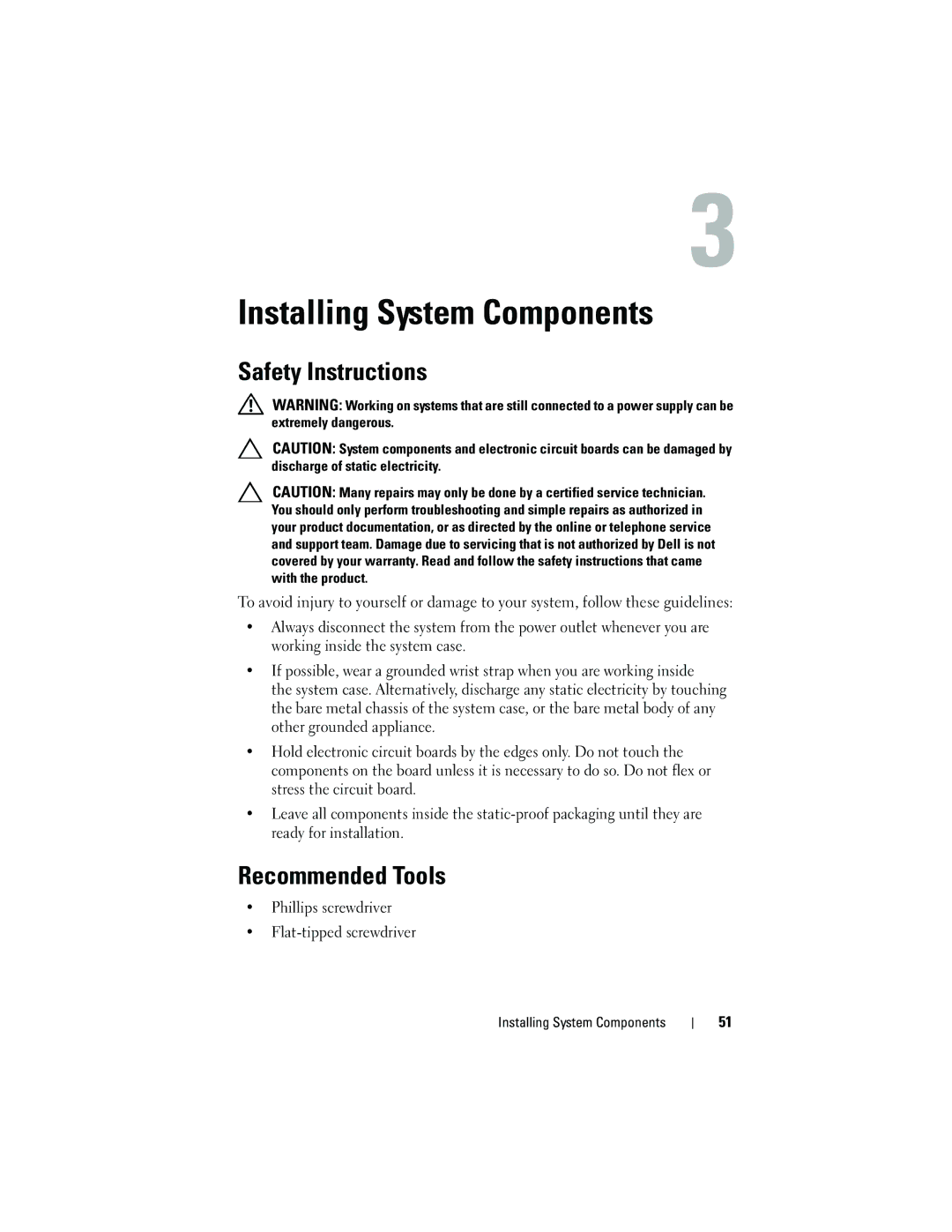 Dell C2100 owner manual Safety Instructions, Recommended Tools 