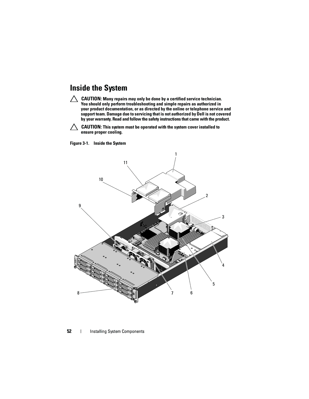 Dell C2100 owner manual Inside the System Installing System Components 