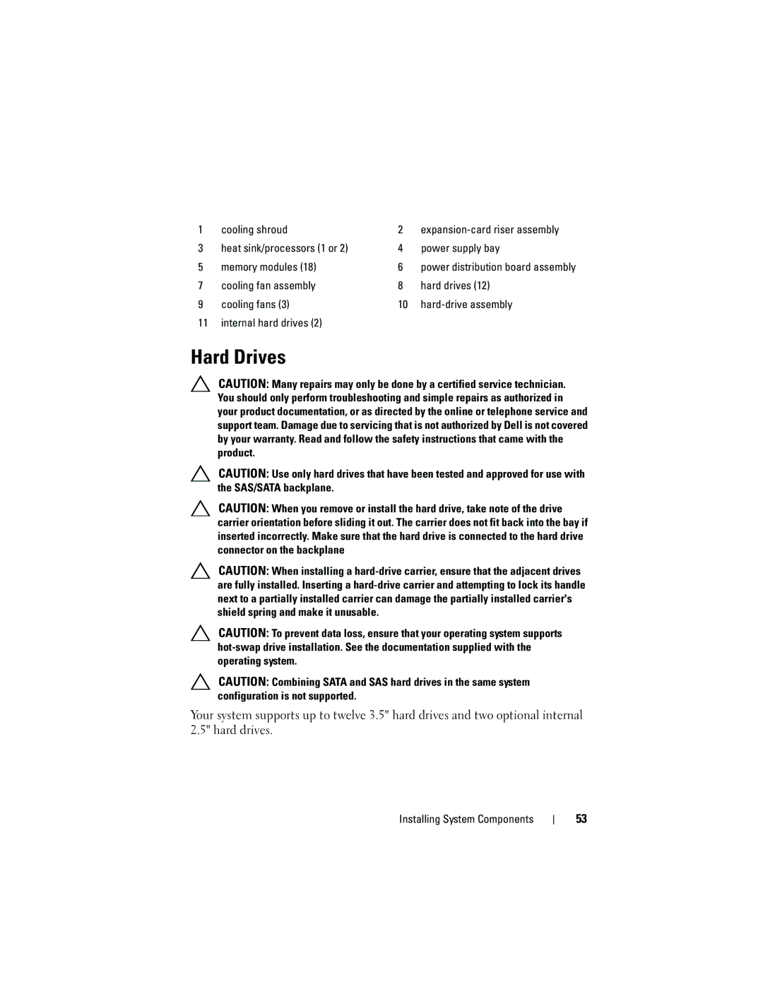 Dell C2100 owner manual Hard Drives 