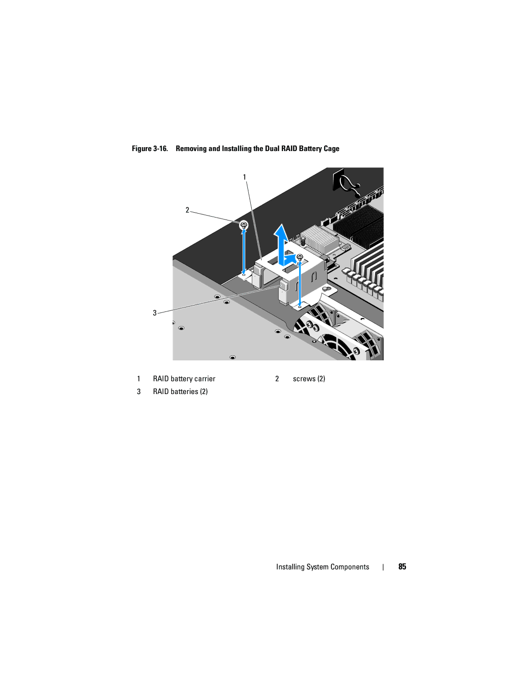 Dell C2100 owner manual RAID batteries Installing System Components 