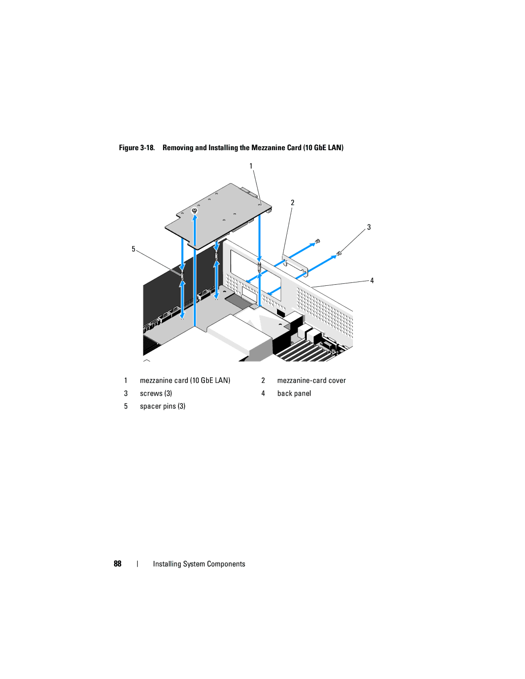 Dell C2100 owner manual Screws Back panel Spacer pins Installing System Components 