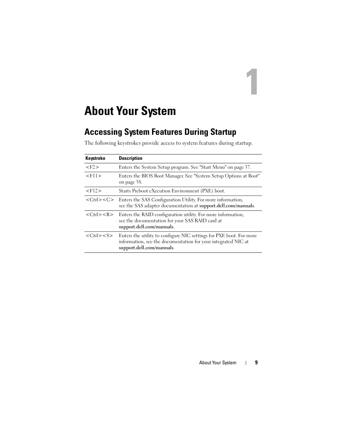 Dell C2100 owner manual About Your System, Accessing System Features During Startup 