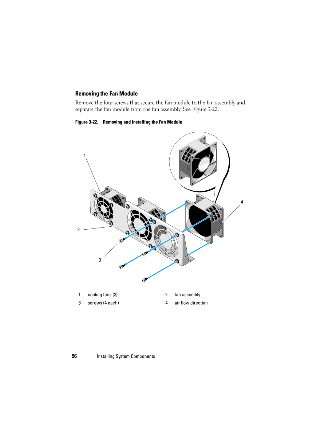 Dell C2100 owner manual Removing the Fan Module 