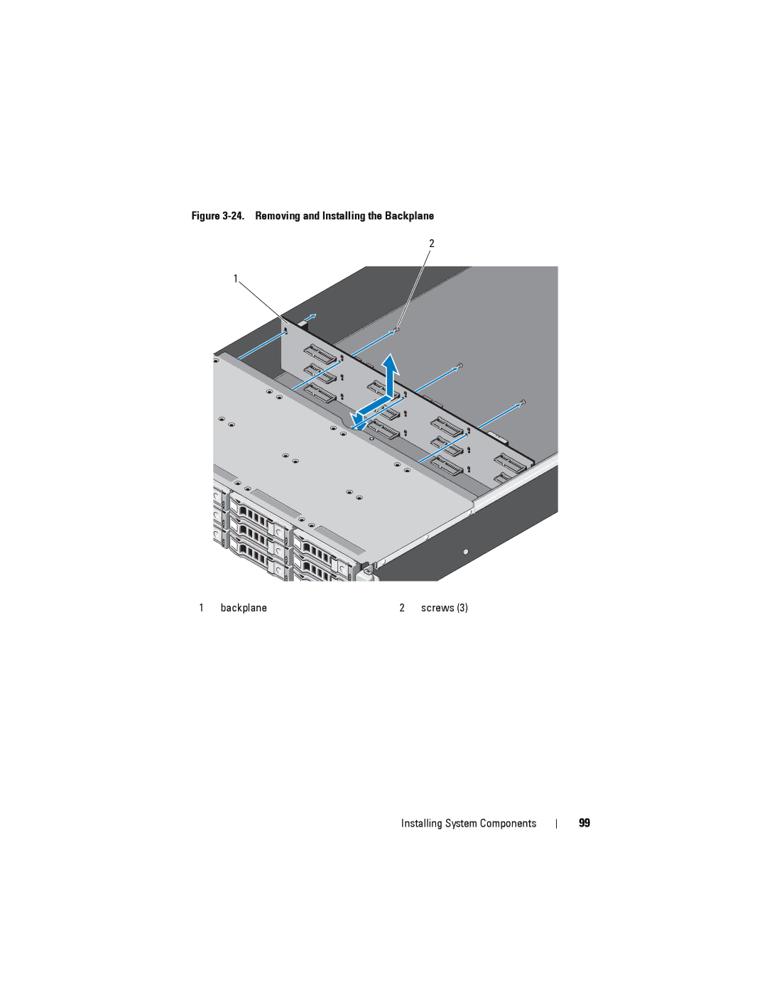 Dell C2100 owner manual Removing and Installing the Backplane 