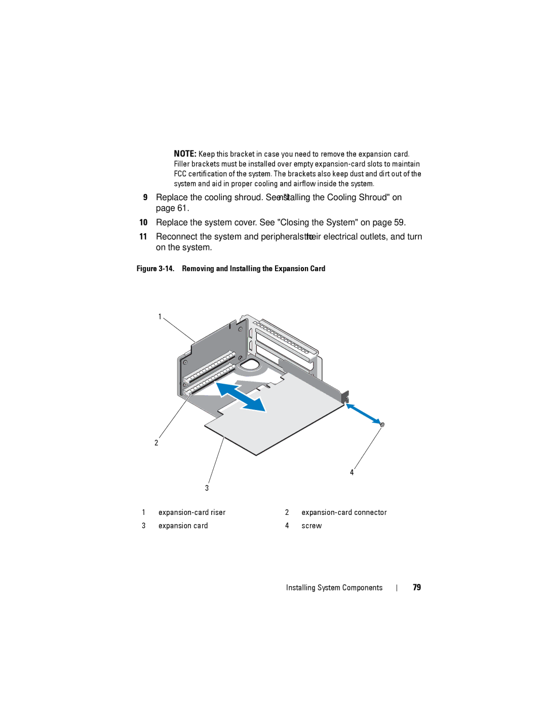 Dell C2100 owner manual Removing and Installing the Expansion Card 