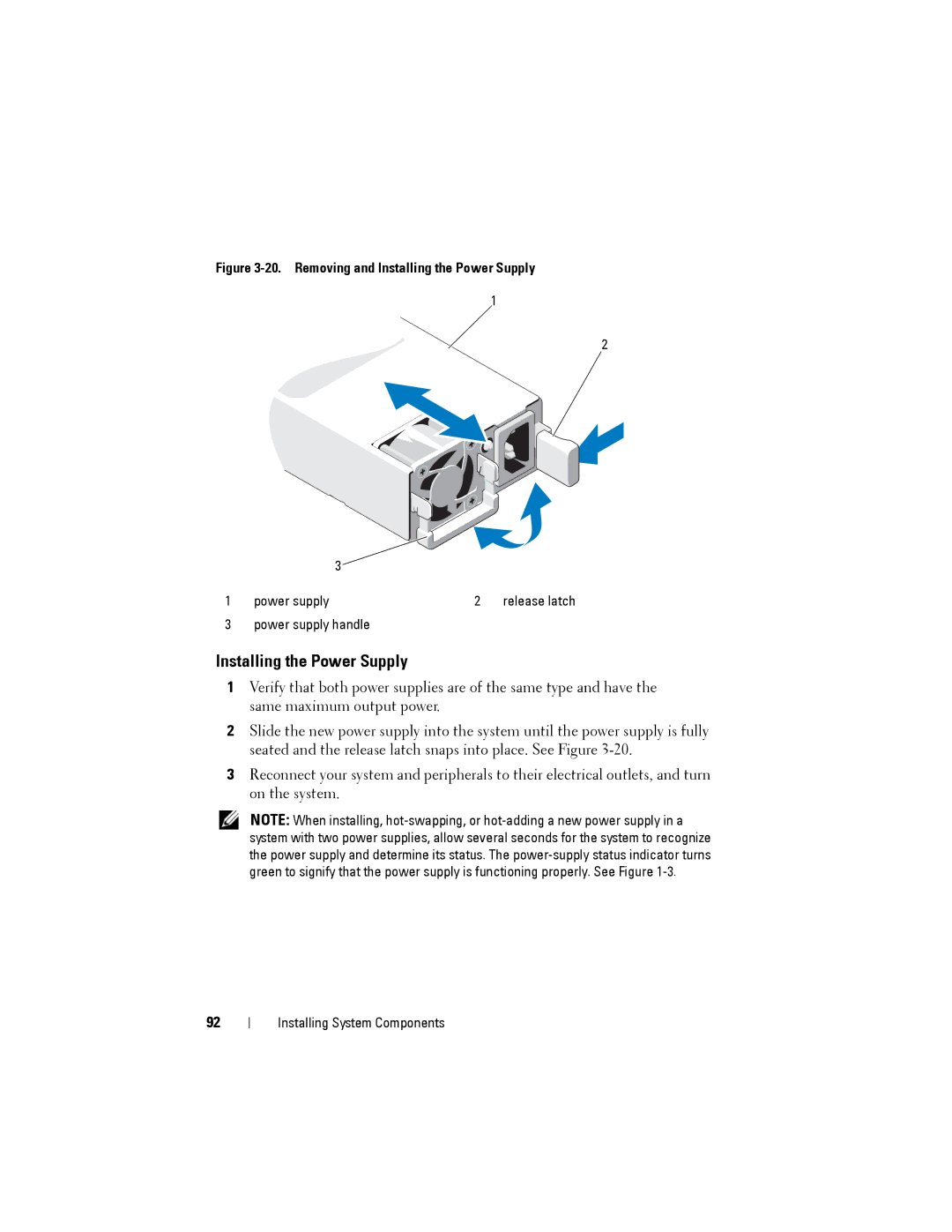 Dell C2100 owner manual Removing and Installing the Power Supply 