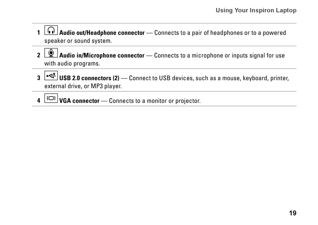 Dell P07G002, C3W6D, P07G series, M4010 setup guide Using Your Inspiron Laptop 