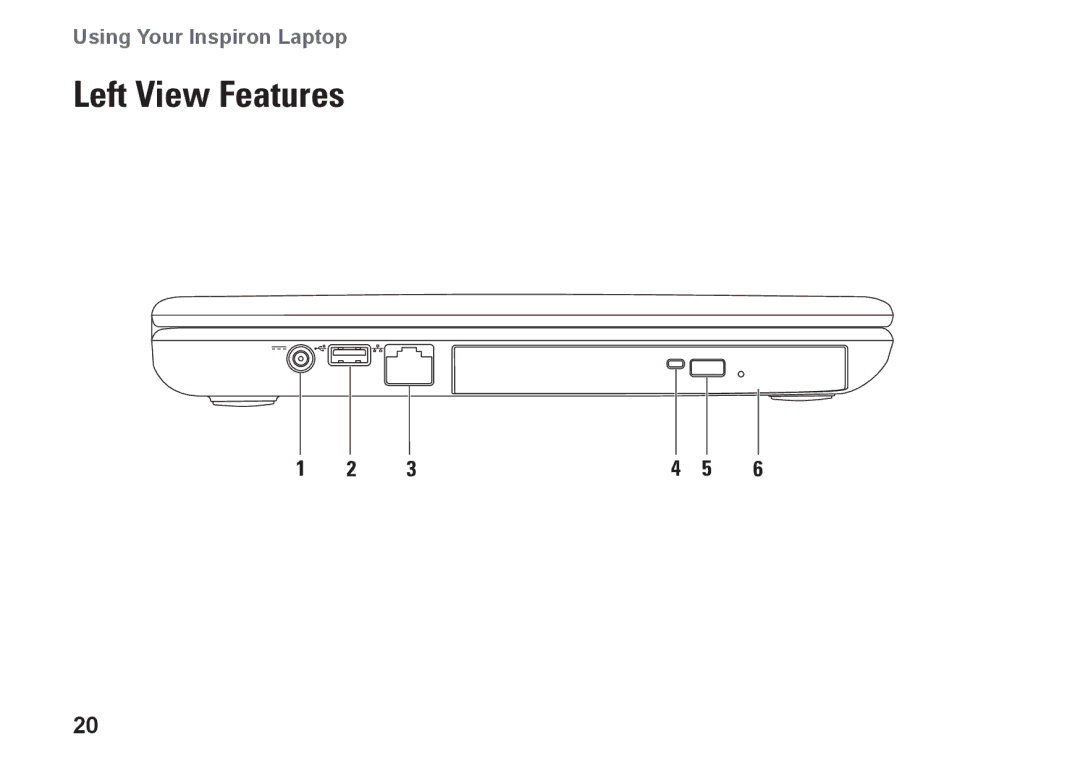 Dell P07G series, C3W6D, P07G002, M4010 setup guide Left View Features 