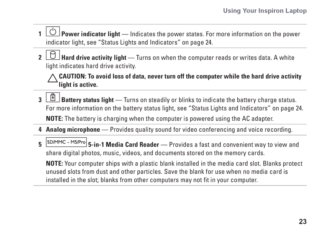 Dell P07G002, C3W6D, P07G series, M4010 setup guide Using Your Inspiron Laptop 