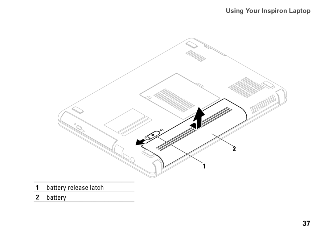 Dell M4010, C3W6D, P07G002, P07G series setup guide Battery release latch 