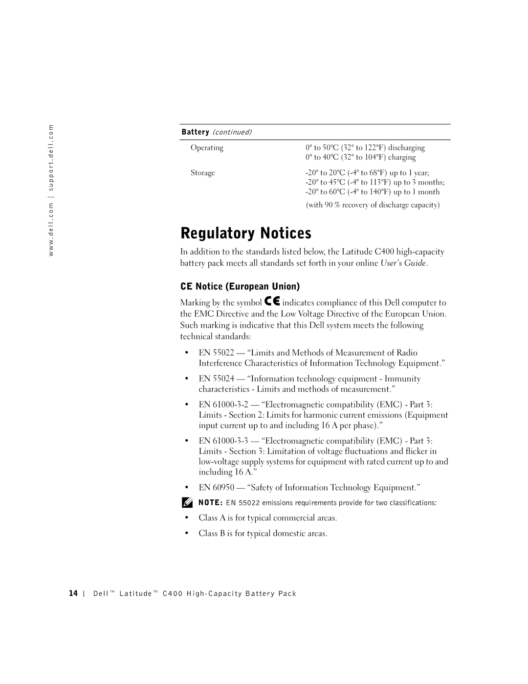 Dell C400 manual Regulatory Notices, CE Notice European Union 