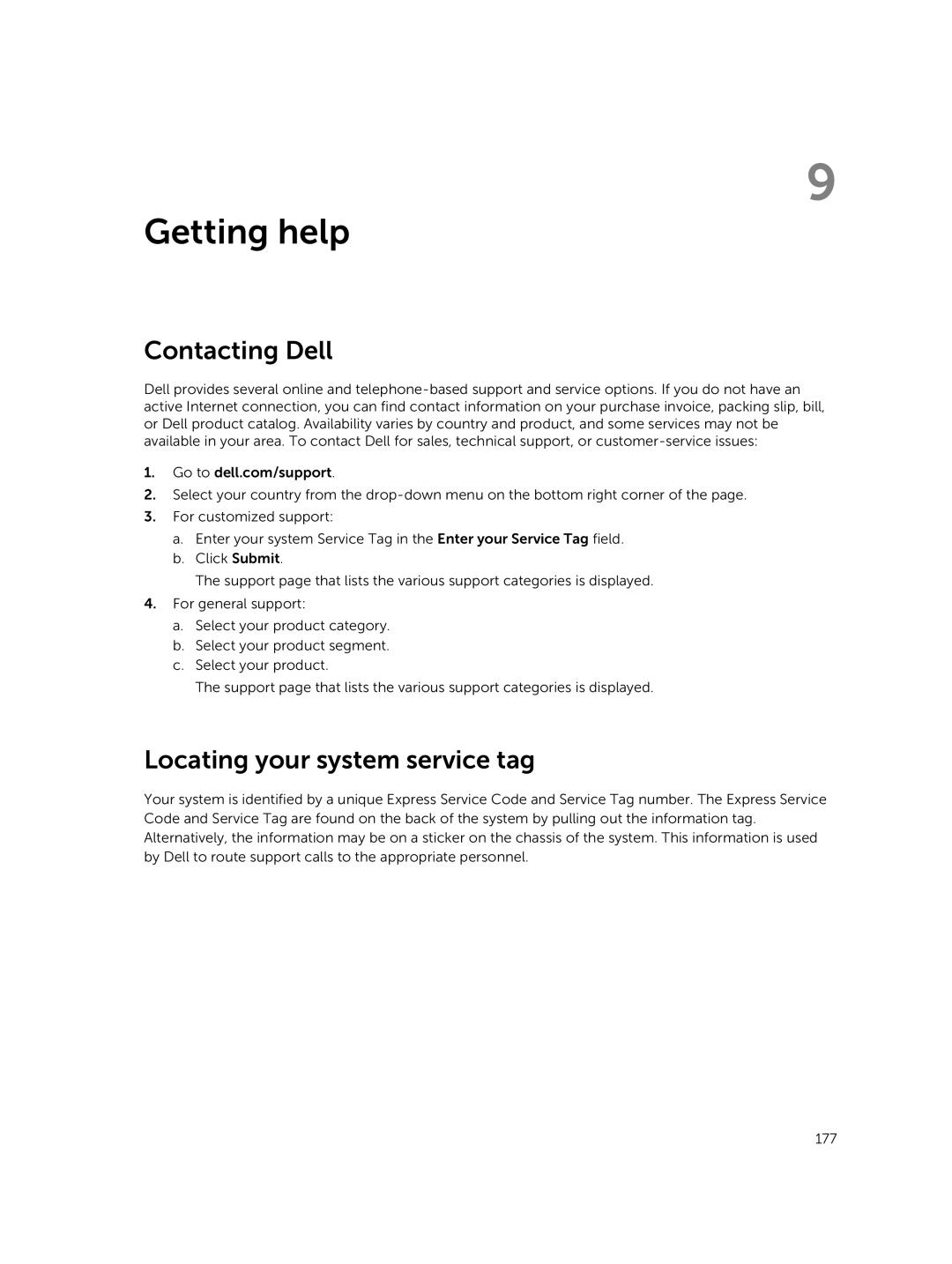 Dell C4130 owner manual Contacting Dell, Locating your system service tag 