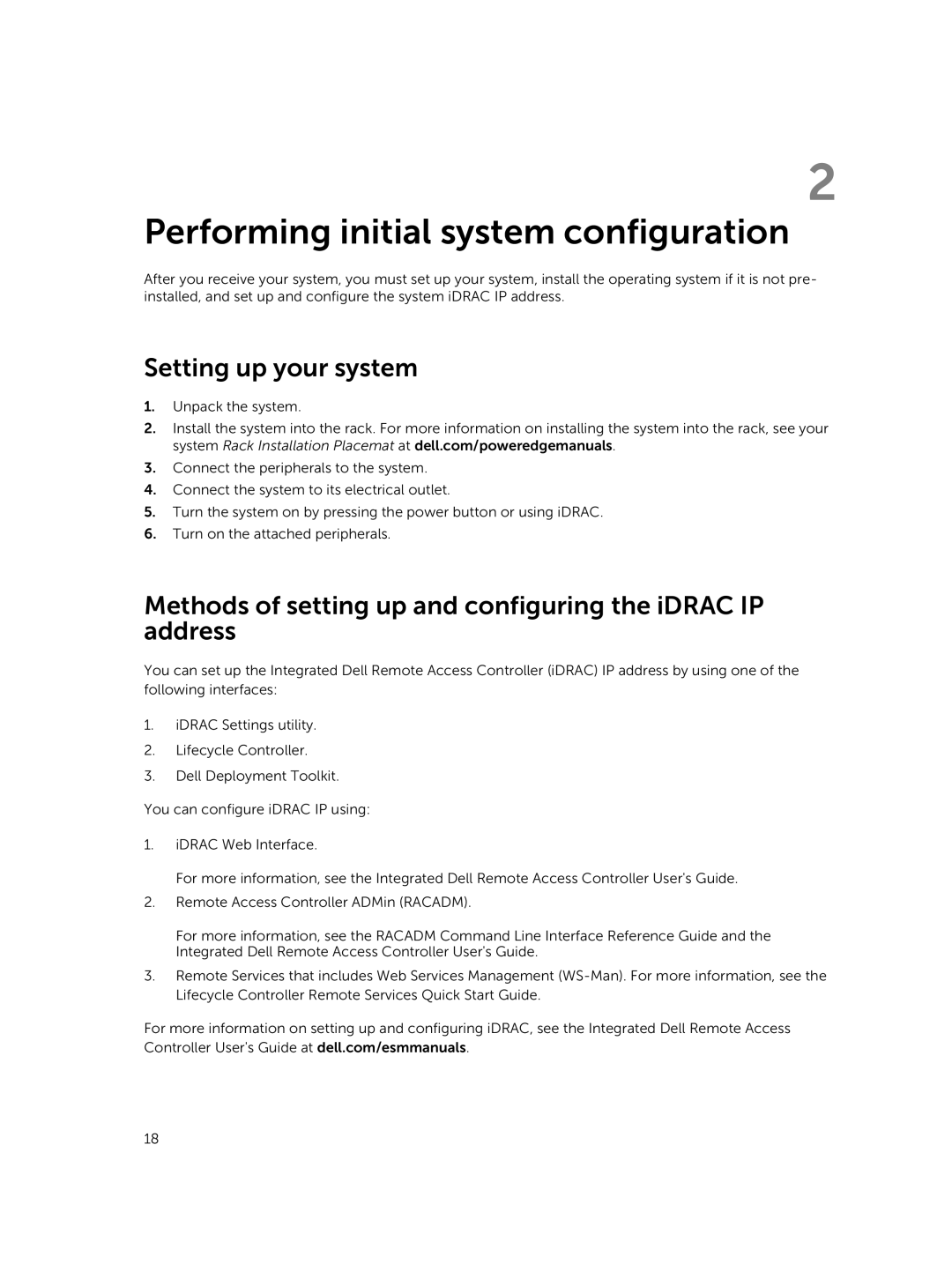 Dell C4130 owner manual Setting up your system, Methods of setting up and configuring the iDRAC IP address 