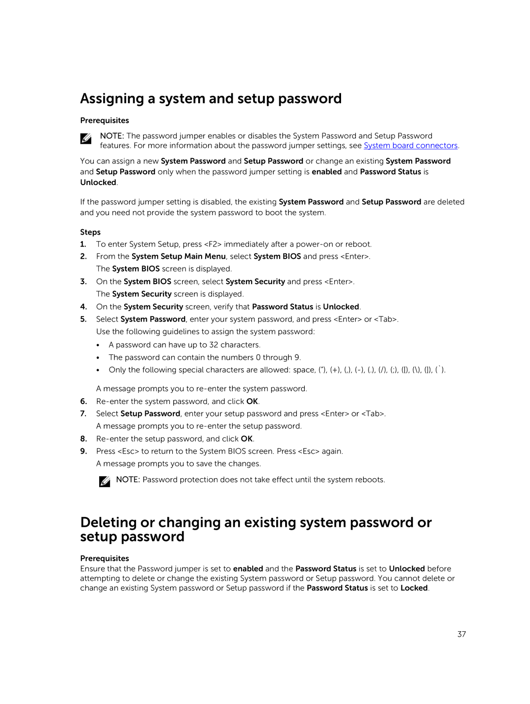 Dell C4130 owner manual Assigning a system and setup password 