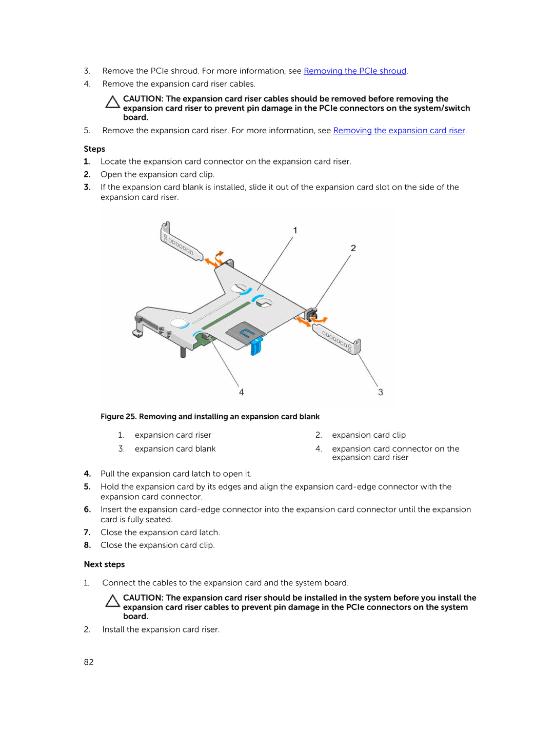 Dell C4130 owner manual Removing and installing an expansion card blank 