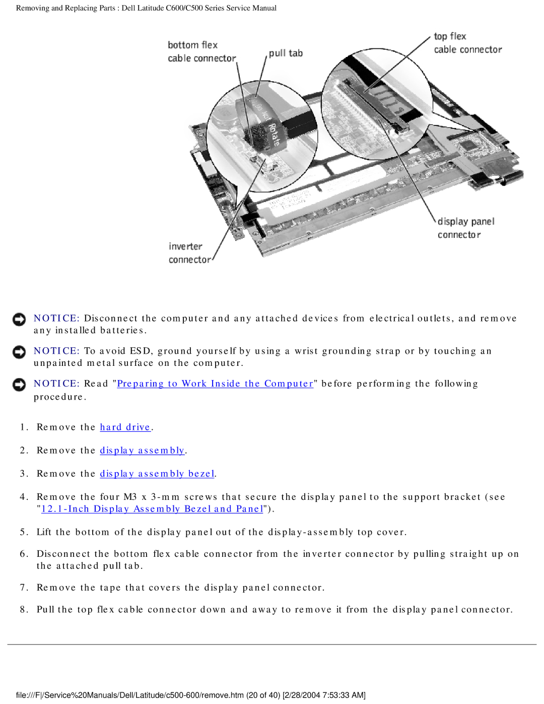 Dell C500 manual Remove the hard drive 