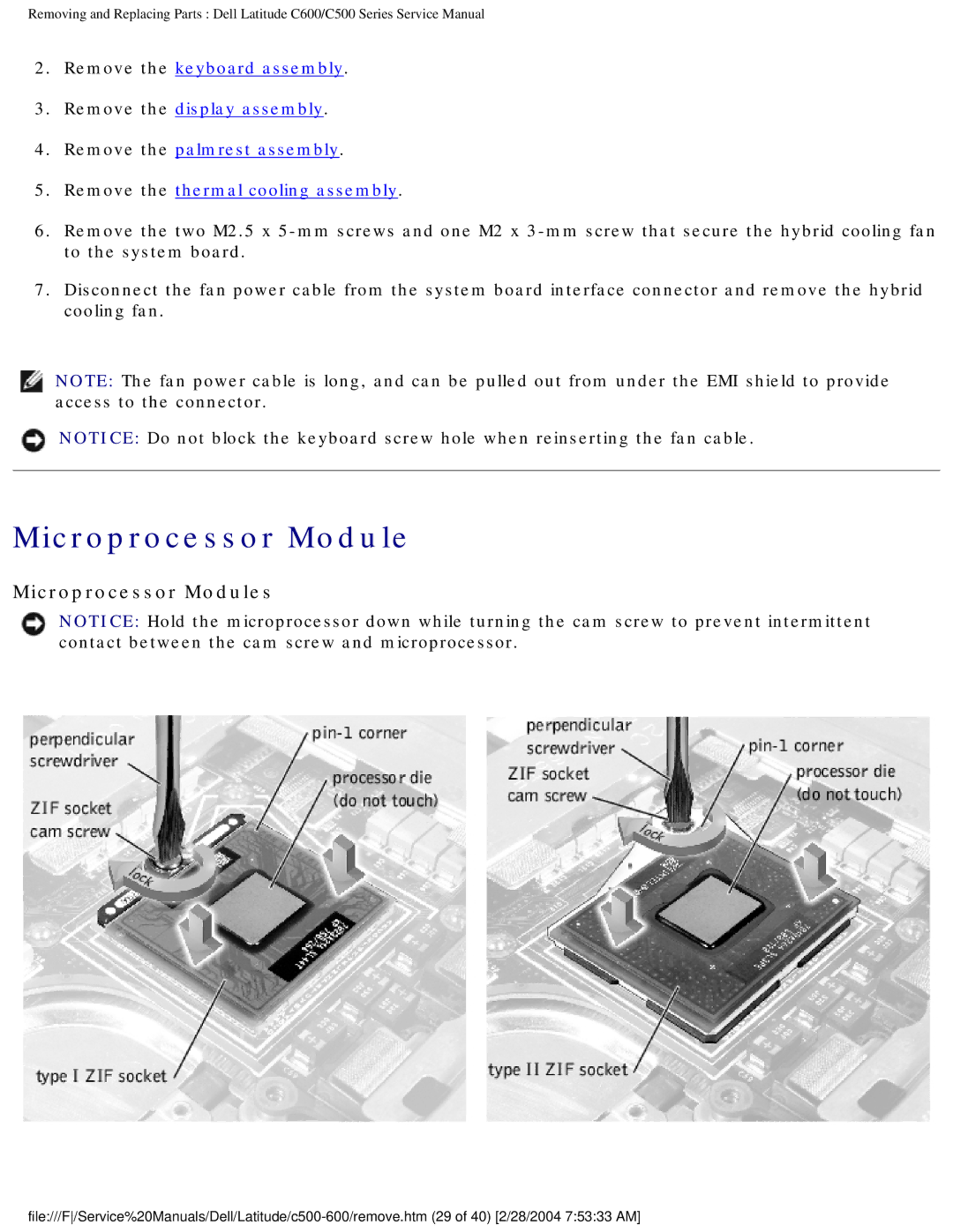 Dell C500 manual Microprocessor Modules 