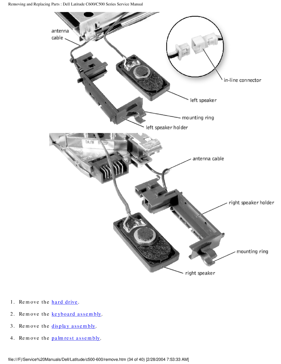 Dell C500 manual Remove the hard drive 