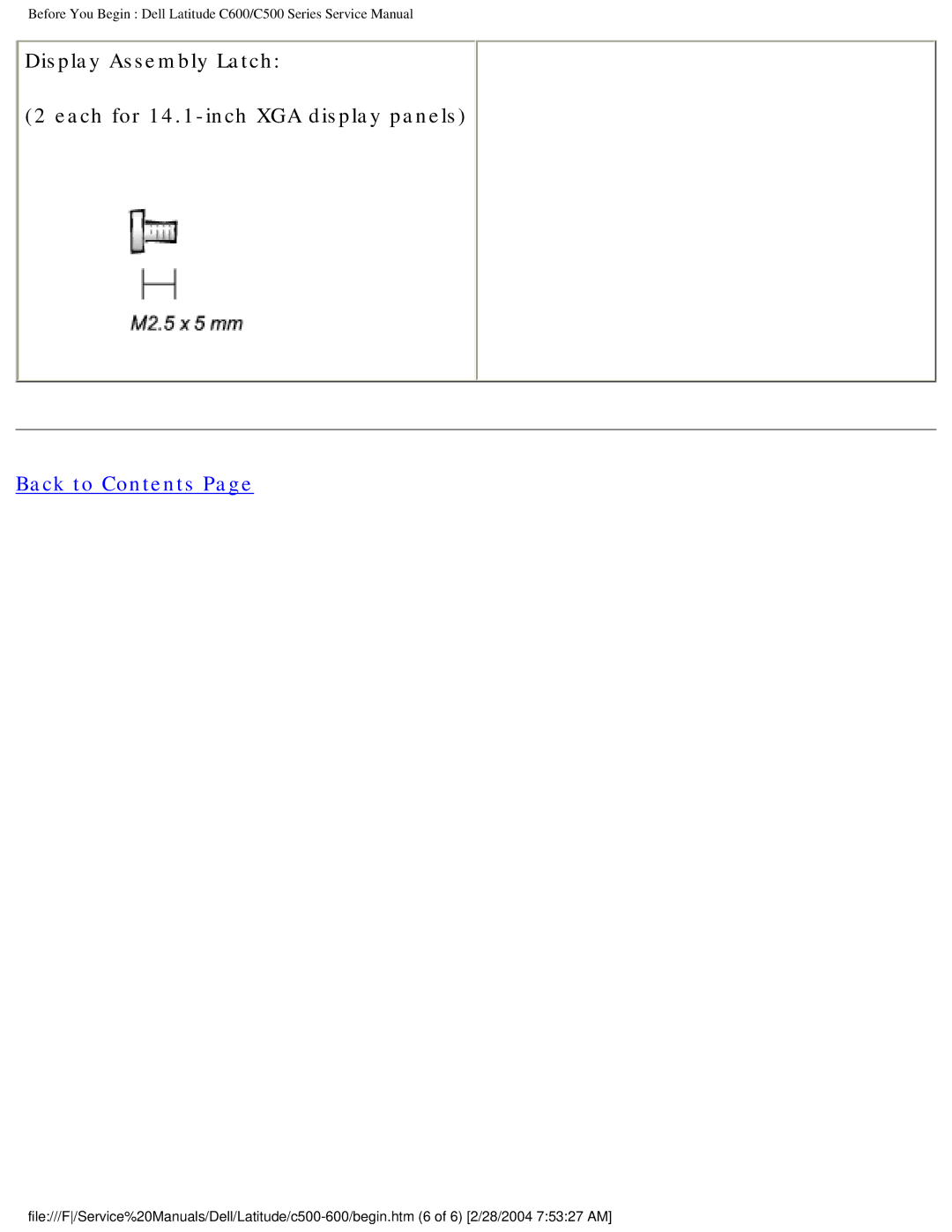 Dell C500 manual Display Assembly Latch Each for 14.1-inch XGA display panels 
