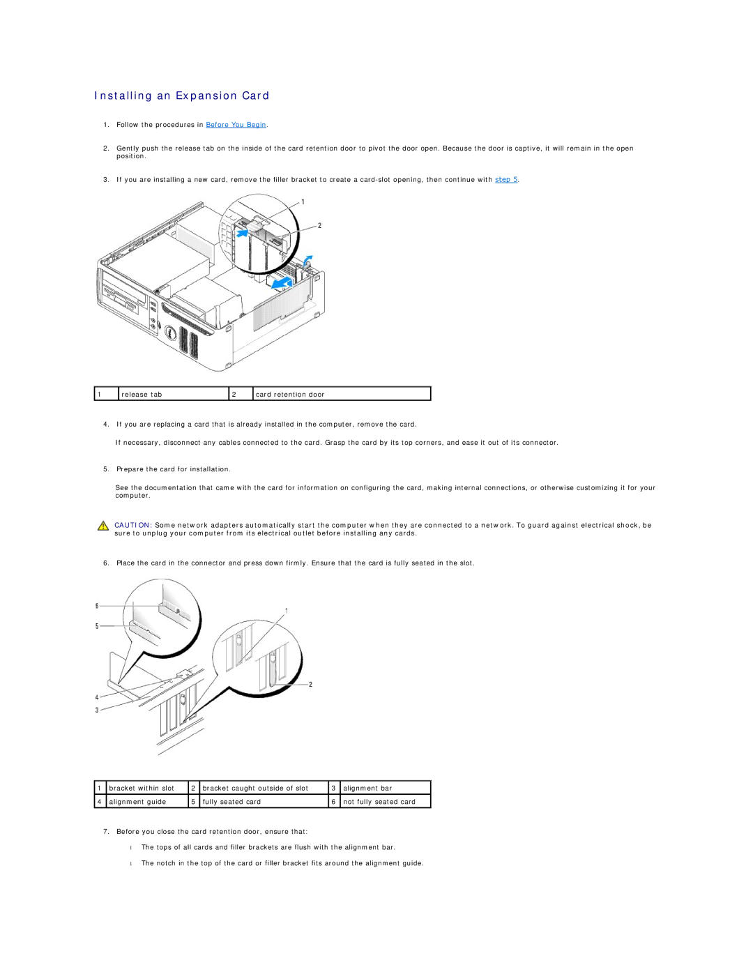 Dell C521 specifications Installing an Expansion Card 